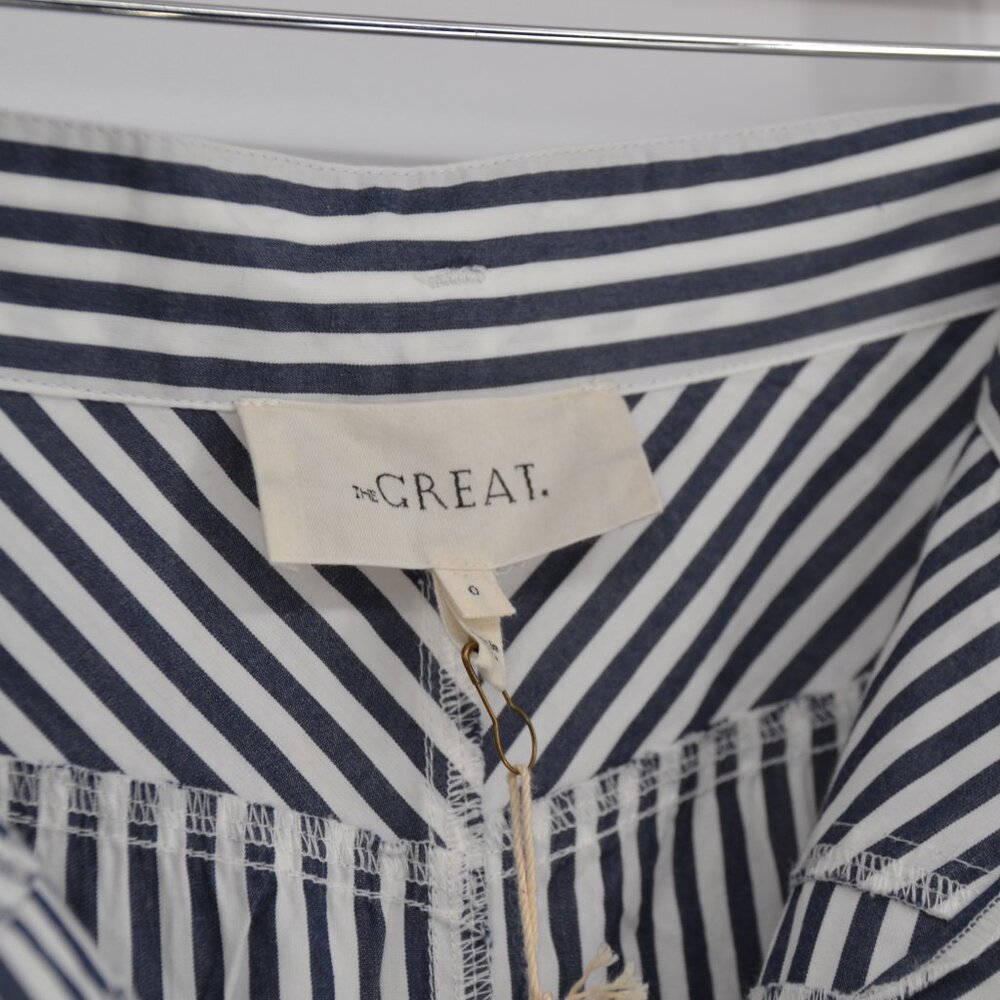 The Great Atlas Button Up Shirt and Field Midi Skirt Set Navy Stripe Womens 1 S - Picture 13 of 15